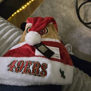 49ers Red and White Santa Hat